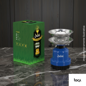 FOGAREIRO DUBAI MINI A GÁS ACENDEDOR DE CARVÃO PORTÁTIL AZUL