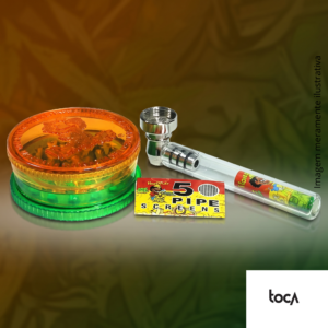 PIPE HONEY PUFF METAL/VIDRO COM DICHAVADOR E TELA