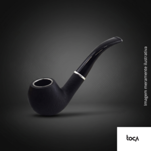 CACHIMBO CHUNG FENG CURVO - MÉDIO - ACRILICO COM METAL (PRETO)