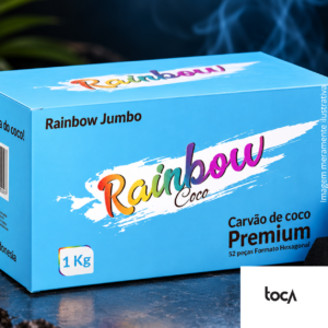 CARVÃO RAINBOW COCO 1KG – HEXAGONAL JUMBO – CARVÃO PARA NARGUILÉ
